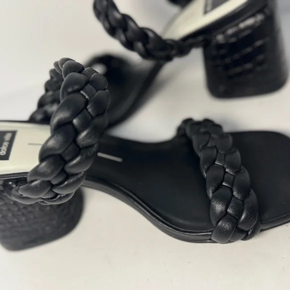 Dolce Vita Black Braided Block Heel Sandal 8 - Picture 10 of 10